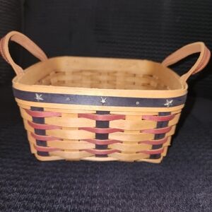 Longaberger Proudly American Americana Berry Basket With Leather Loop Handles